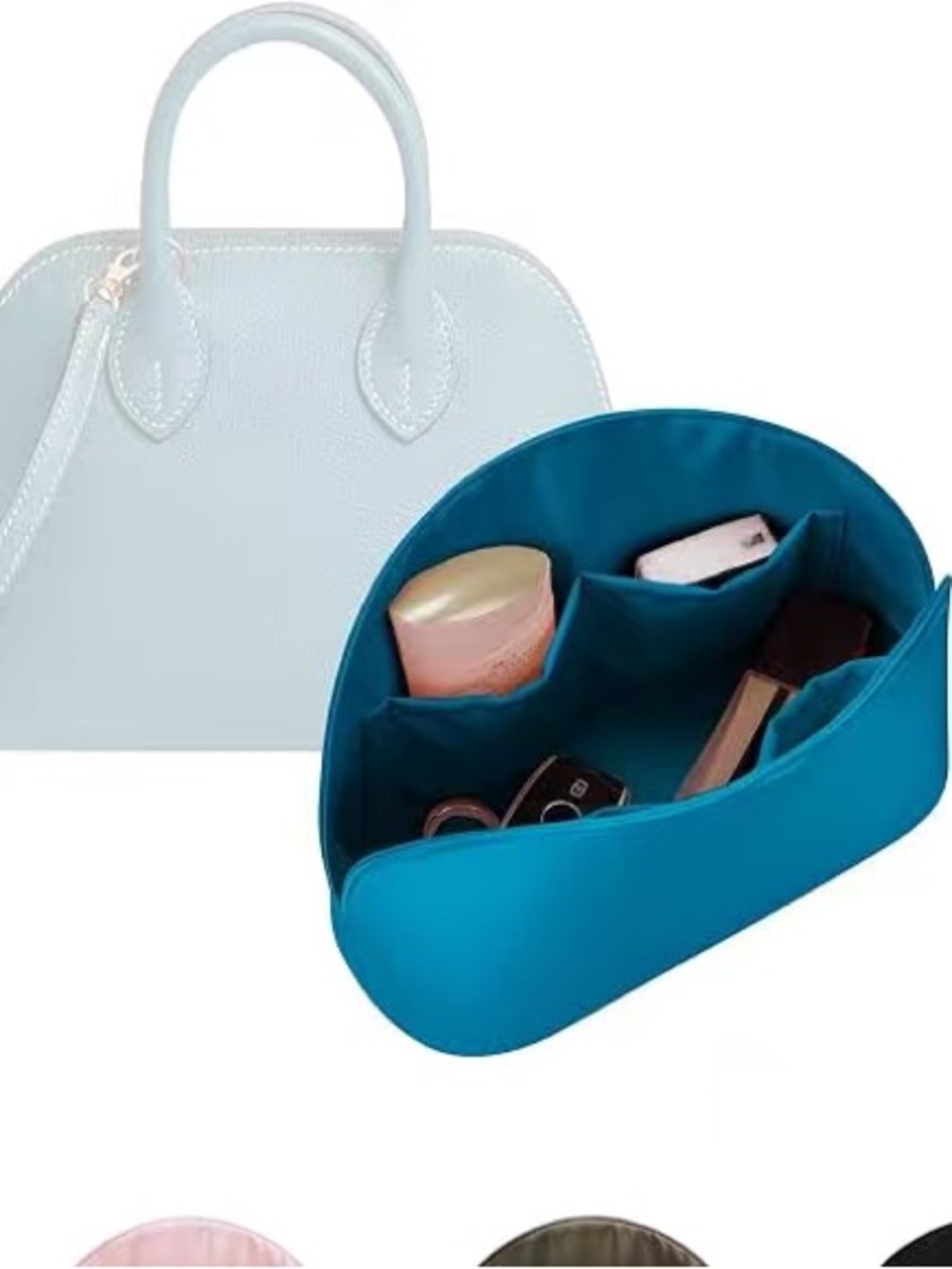 Blue Silk Purse Organizer Insert or Pillow insert for Bolide Bag